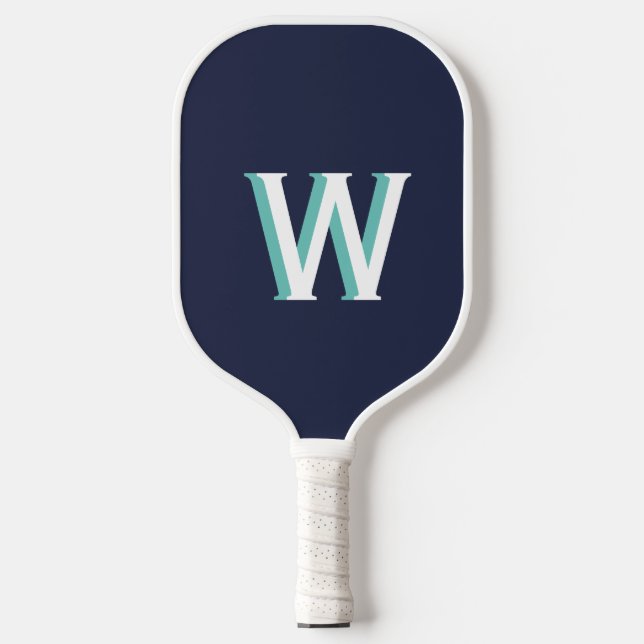 Navy Teal Monogram Pickleball Paddle (Front)