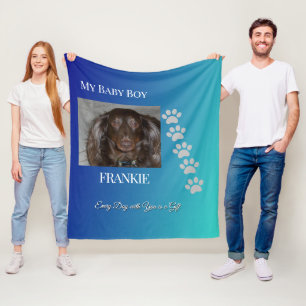 Navy Teal Pawprints Tribute Fleece Blanket