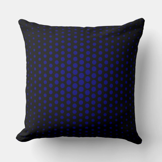 Navy Techno Dots Modern Black Throw Pillow (Front)