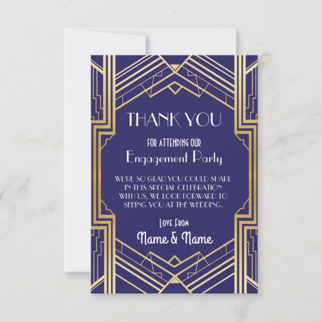 Navy Thank You Engagement Wedding Party Cards (Front)