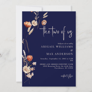 Navy The Two of Us Boho Wedding Invitation
