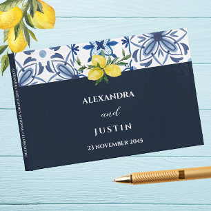 Navy Tile Mediterranean Lemon Italian Wedding Guest Book