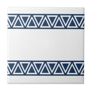 Navy Triangle Border Ceramic Tile