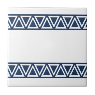 Navy Triangle Border Ceramic Tile