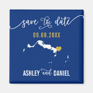 Navy Turks and Caicos Wedding Save the Date Map Magnet