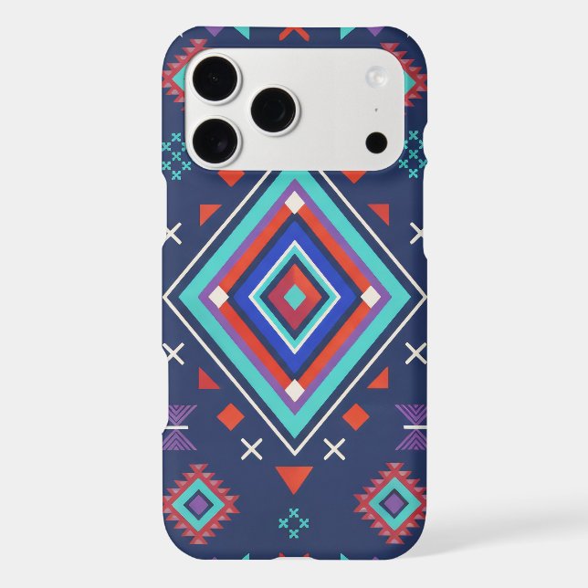 Navy Turquoise Boho Geometric Surface Pattern (Back)