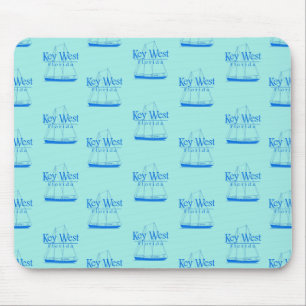 Navy Turquoise Key West Florida Nautical Sailboat Mouse Pad