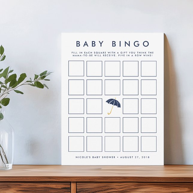 Navy Umbrella | Baby Shower Bingo Game Card (Creator Uploaded)