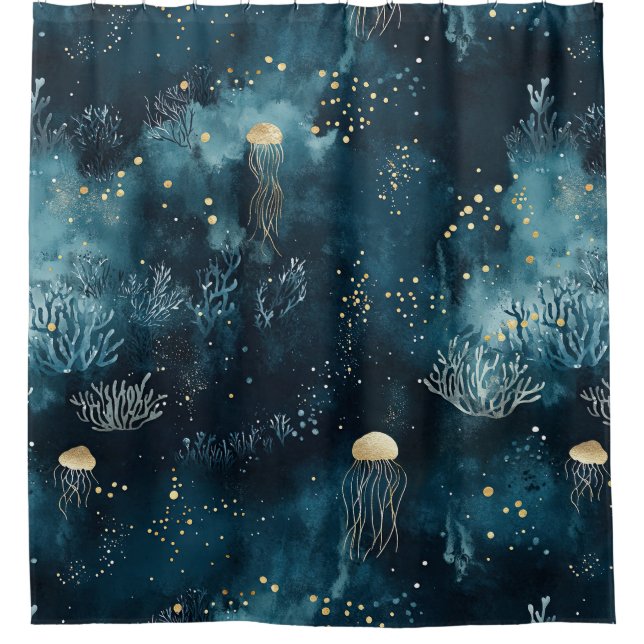Navy Underwater Jellyfish Marine Life Pattern (Front)