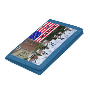 Navy USA Marching Saillors in white military unifo Trifold Wallet