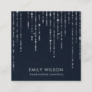 NAVY VELVET STRING LIGHTS STUD EARRING DISPLAY  SQUARE BUSINESS CARD