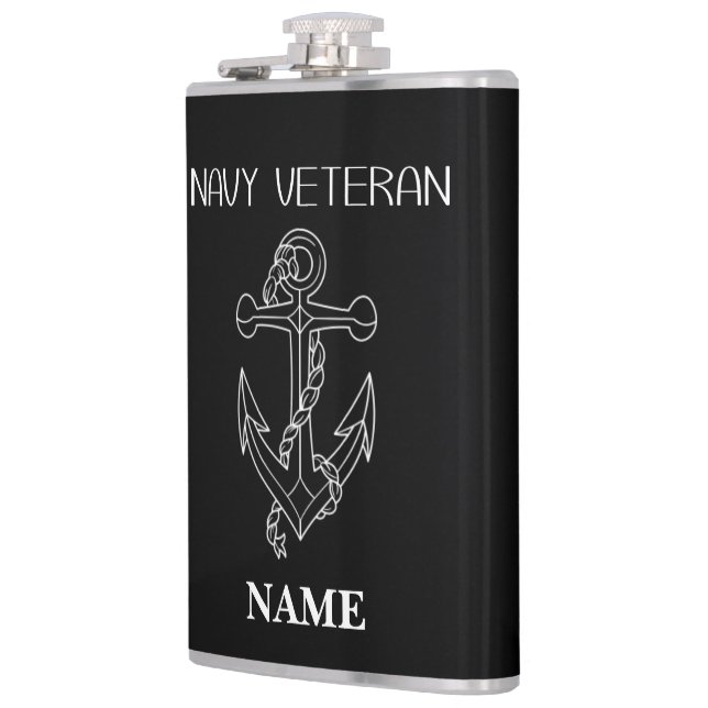 Navy Veteran Personalized Flask (Left)