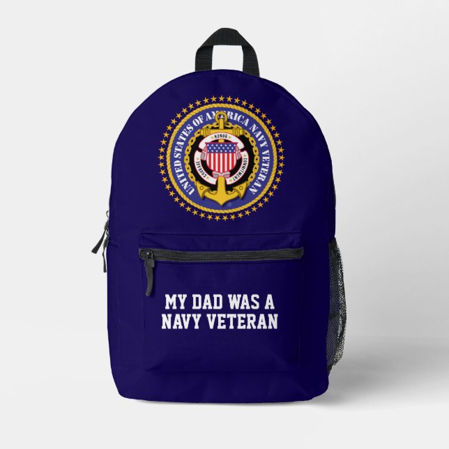 Navy Veteran Printed Backpack (Front)