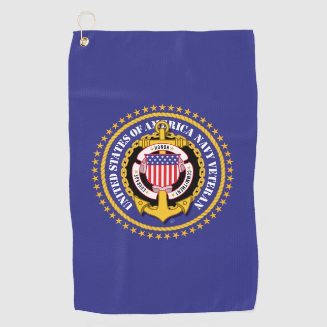 Navy Veterann Golf Towel (Front)