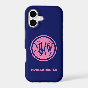 Navy Vine Monogram Font DIY BG Color