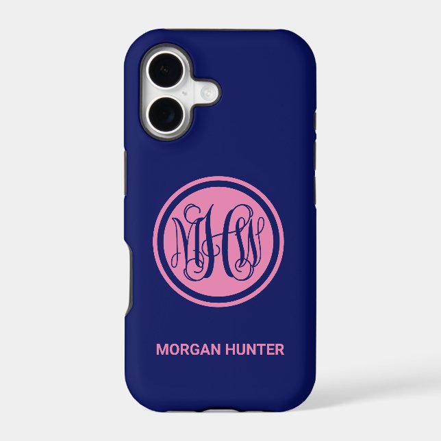 Navy Vine Monogram Font DIY BG Colour (Back)