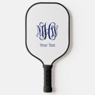 Navy Vine Script Monogram DIY BG  Pickleball Paddle