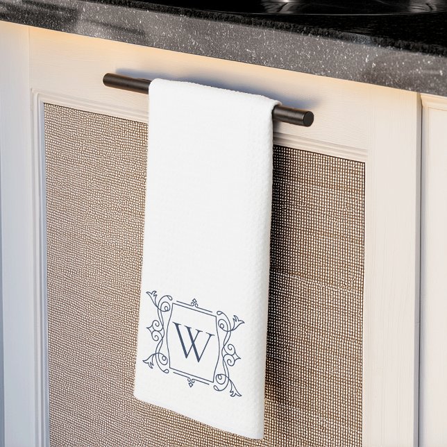 Navy | Vintage Frame Monogram Kitchen Towel (Creator Uploaded)