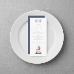 Navy Watercolor Cake Wedding Menu Card<br><div class="desc">Add a modern, artistic flair to your wedding tables with this navy blue menu card, featuring a contemporary tall serif heading and a stunning watercolor wedding cake illustration. The clean layout, sophisticated navy border, and minimalist design provide a timeless backdrop for your celebration meal, from appetizer through dessert. Perfect for...</div>