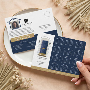 Navy Watercolor Door Real Estate Calendar 2025 Postcard