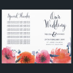 Navy Watercolor Floral Wedding Program Booklet<br><div class="desc">This template is set up and ready for you to overwrite with all your own wedding ceremony details. You can simply do it by typing over the example text in the boxes under the Personalize area. Or you can press the customize button to go to the more detailed editing area...</div>
