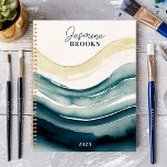 Navy Watercolor Flow 2025 Custom Name Planner<br><div class="desc">Immerse yourself in the fluidity of art and organization with this captivating planner. Navy watercolor waves flow across the cover, creating a sense of movement and tranquillity. Imagine yourself gliding through your schedule with the same effortless grace. Personalize it with your name and let this planner be your artistic companion...</div>