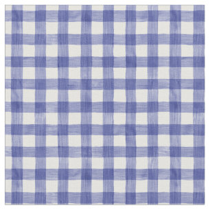 Navy Watercolor Gingham Fabric