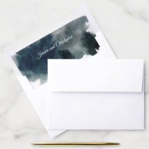 Navy Watercolor Personalized A7 Envelope Liner