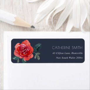 NAVY WATERCOLOR ROUGE VERT ROSE ADRESSE FLORALE