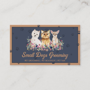 Navy Watercolor Small Dogs Paw Print Pet Sitter Business Card