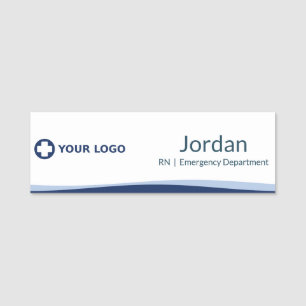 Navy Wave Nurse Logo Employee Name Tag