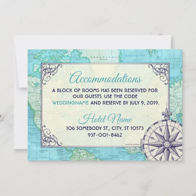 Navy Wedding Accommodation Insert Card (Front)