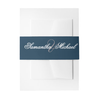 Navy Wedding Belly Band – First Names Invitation Belly Band