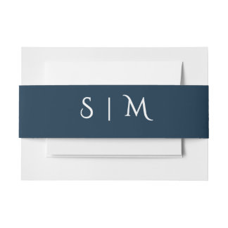 Navy Wedding Belly Band – Initials Invitation Belly Band