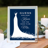 Navy Wedding Gown Bridal Shower Kisses Game