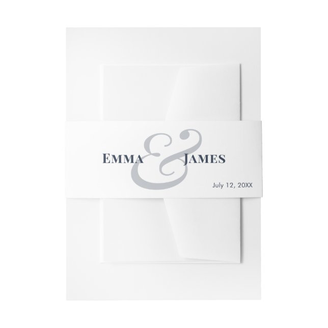 Navy Wedding Invitation Names & Monogram |  Belly Band (Front Example)