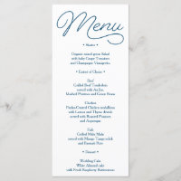 Navy Wedding Menu - Bridal Shower Menu - Beloved