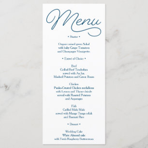 Navy Wedding Menu  - Bridal Shower Menu - Beloved