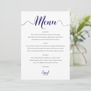 Navy Wedding Menu Card