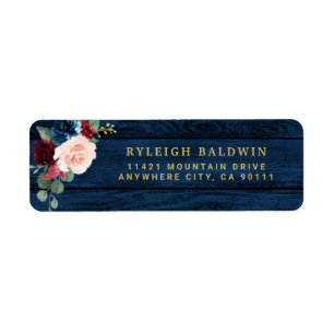 Navy Wedding Return Address Label