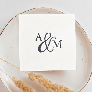 Navy & White Ampersand Monogram Wedding Napkin