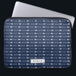 Navy & White Arrows Pattern Monogram Laptop Sleeve<br><div class="desc">Design features a white arrow pattern on a classic navy blue background. Personalize with a name,  monogram,  or text of your choice,  or simply delete the text field and white box to leave blank. Tons of coordinating accessories available in our shop!</div>