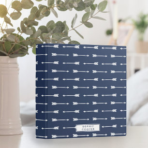 Navy & White Arrows Pattern Personalized Binder