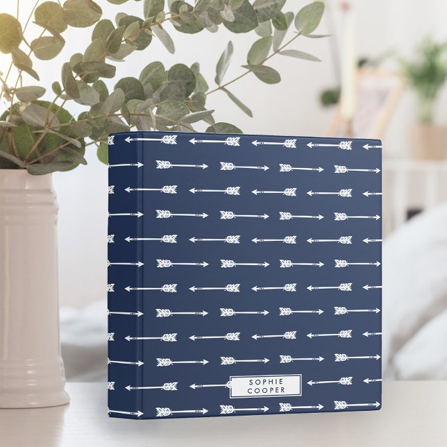 Navy & White Arrows Pattern Personalized Binder (Creator Uploaded)