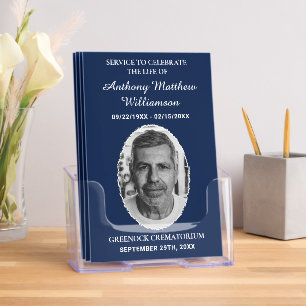 Navy & White Bi-fold Custom Photo Funeral Program