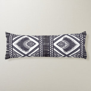 Navy White Boho Patterned Body Throw Pillow