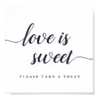 Navy & White Calligraphy Wedding Dessert Bar Sign