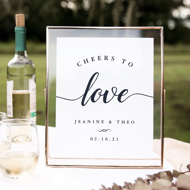 Navy & White Cheers to Love Wedding Sign (Creator Uploaded)