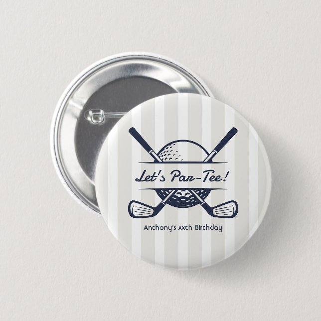 Navy, White & Cloud Dancer Preppy Golf Party 2 Inch Round Button (Front & Back)