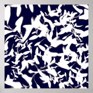 Navy & White colour pattern design made with plant Poster
